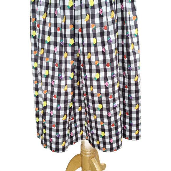Hell Bunny Fruitylou Pinafore Skirt 50s Black White Gingham Fruit Sz XL - Picture 13 of 16